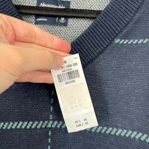 Abercrombie & Fitch Men’s Oversized Plaid Knit Sweater Vest NWT - Picture 3 of 7